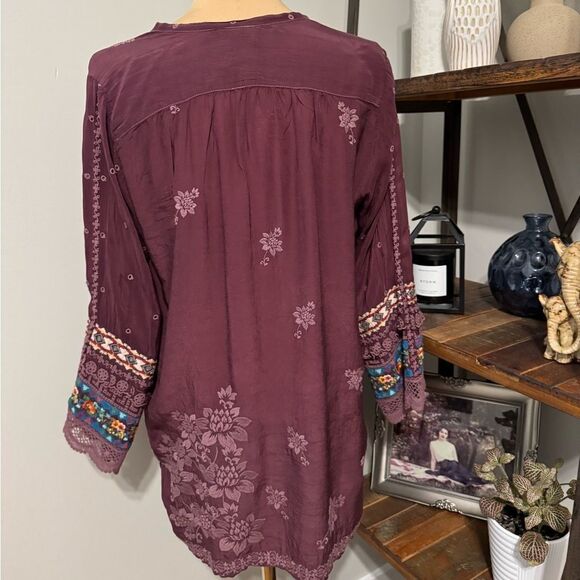 Johnny Was Fayan Tunic Blouse Top Embroidered Patchwork Sleeve Floral Women's M - Picture 2 of 10